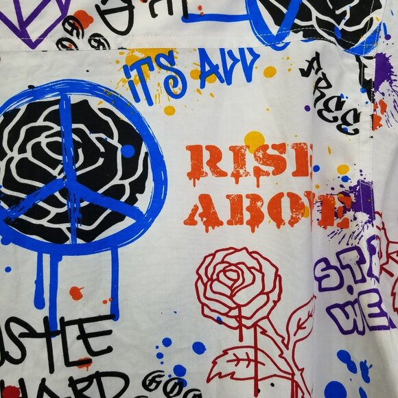 Eighty Eight Button Up Shirt Youth 18/20 Men’s S Graffiti Shirt Skull Peace Rose - Picture 7 of 15